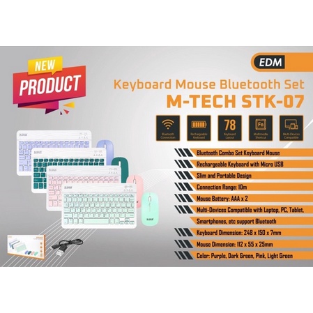 ITSTORE M-Tech STK07 Bluetooth Combo Keyboard Mouse STK-07 Wireless Mtech STK 07