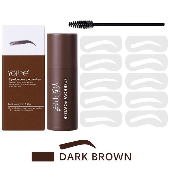 Yoppo Eyebrow Powder Bedak Alis Cetakan Alis Instan Eyebrow Stamp Alis Stempel Alis Waterproof dengan 10 Model Cetakan Alis