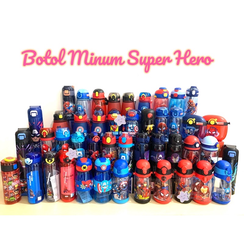 Botol Minum Sedot Spiderman Super Hero / Botol Minum Anak / Botol Minum spiderman captain