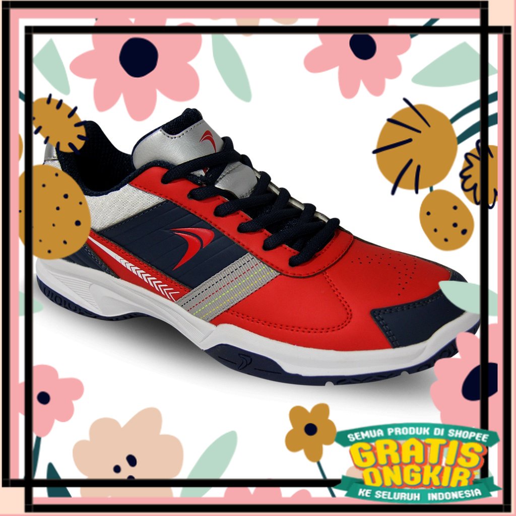 Flypower Kalasan 05 Sepatu Badminton - Navy Red White / oren oranye orange