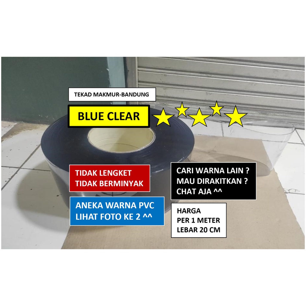 Tirai PVC Curtain Blue Clear 2mm x 20cm