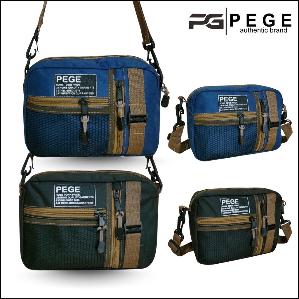 Tas Selempang PEGE Dosei Slingbag Pria Kombinasi Coklat Model kasual - PG 8955