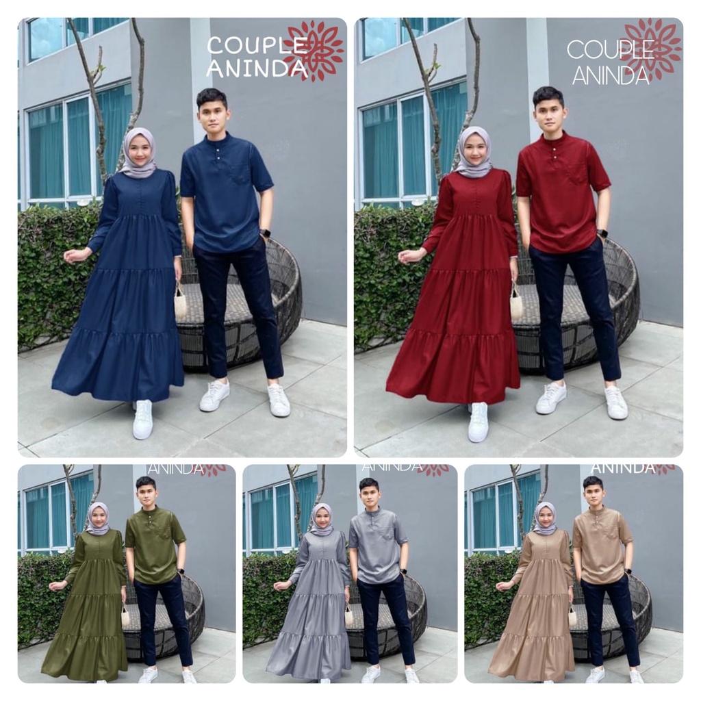 CP ANINDA FASHION PAKAIAN PASANGAN COUPLE KEMEJA DAN GAMIS BUSUI BAHAN MOSCREPE POLOS EDHM