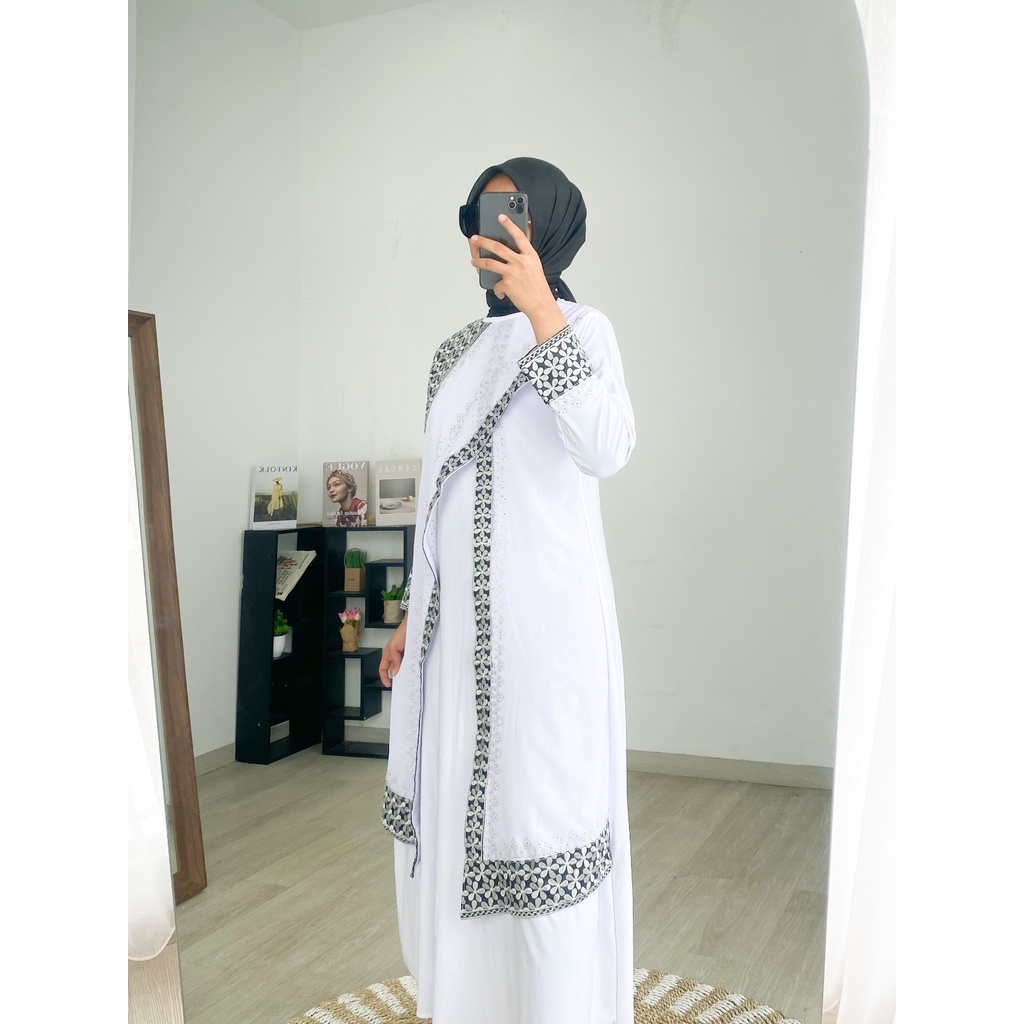 ABAYA GITA WHITE / Gamis Turkey / Longdress Muslimah / Maxy Formal / Busana Muslim / Dress Kondangan / Pakaian Mewah Arabic