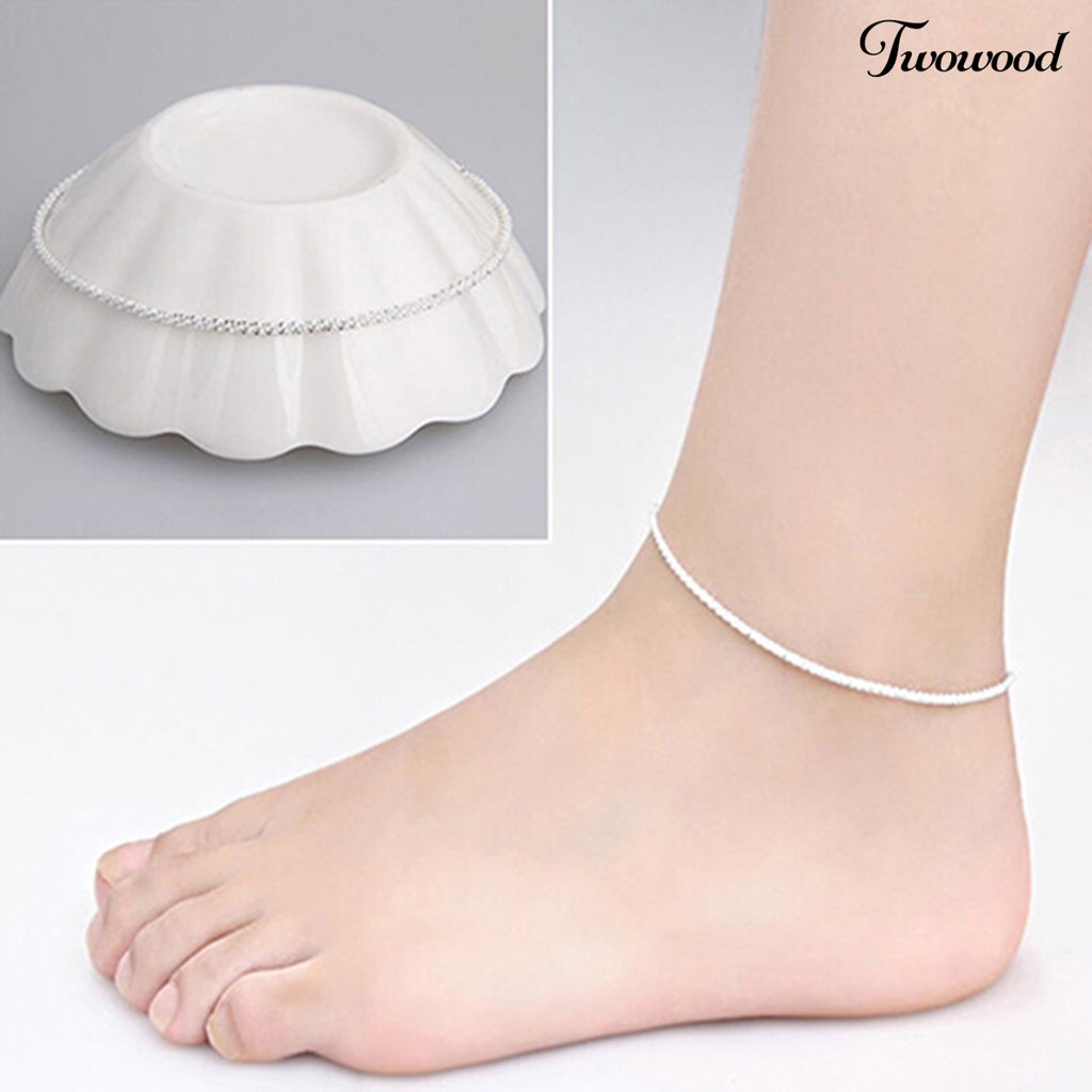 Twowood Anklet Exquisite Adjustable Wanita Bintang Hati Beads Pendant Foot Bracelet Untuk Belanja