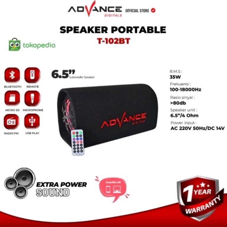 Advance Mini Subwoofer Bluetooth Speaker 6inch T102BT