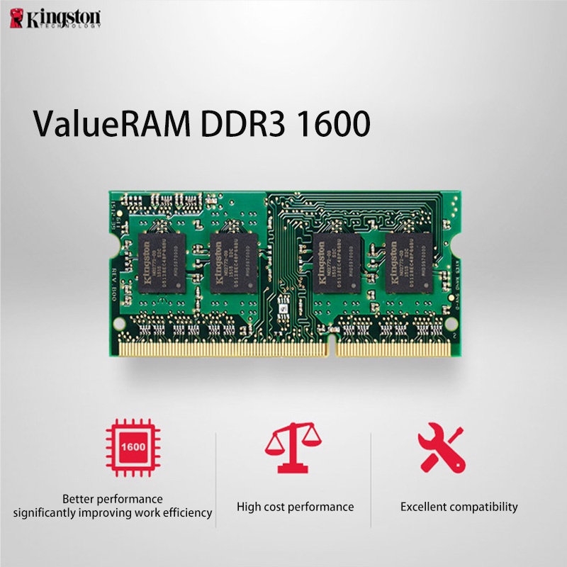 Kingston RAM DDR3 DDR3L 2GB 4GB 8GB 1066 / 1333 / 1600MHz 1.35V 1.5V PC3 SODIMM Untuk Laptop