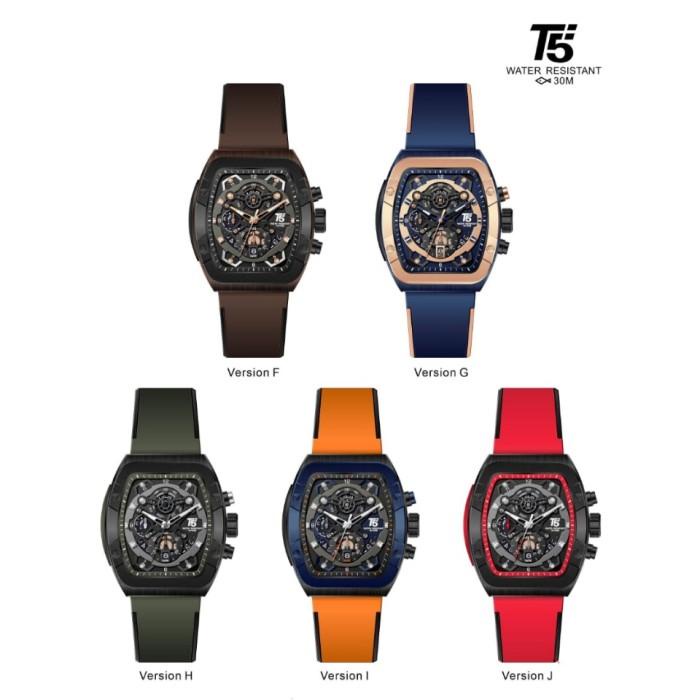 Jam Tangan Pria T5 H3857G Chronograph Tali Rubber Original New