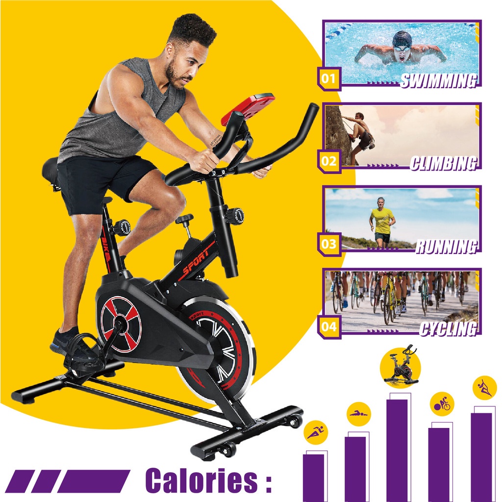 Spin Sepeda Statis Rumah Indoor Fitness Gym Spinning Bike Sepeda Kardio Fitness Alat Fitness