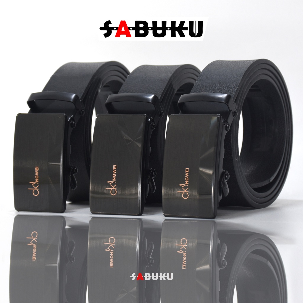 Ikat Pinggang Pria Stainless Model Rel Sabuk Gesper Kulit Men Belt Terbaru Fashion Belt Ban Gesper Sabuk PU - 283