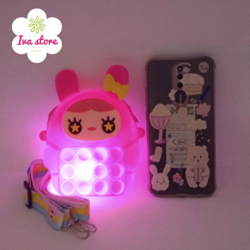 Tas Pop it girl LED size mini bisa nyala