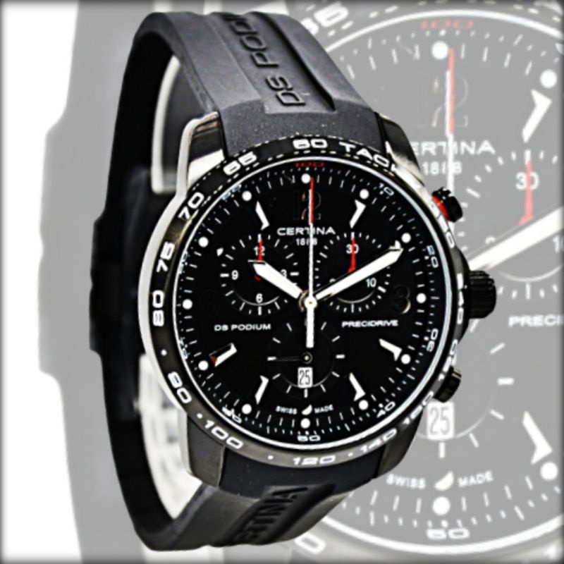 CERTINA 1888 WATCH C001.647.17.057.00 DS PODIUM CASUAL ANALOG CHRONOGRAPH BLACK SWISS MADE ORIGINAL 