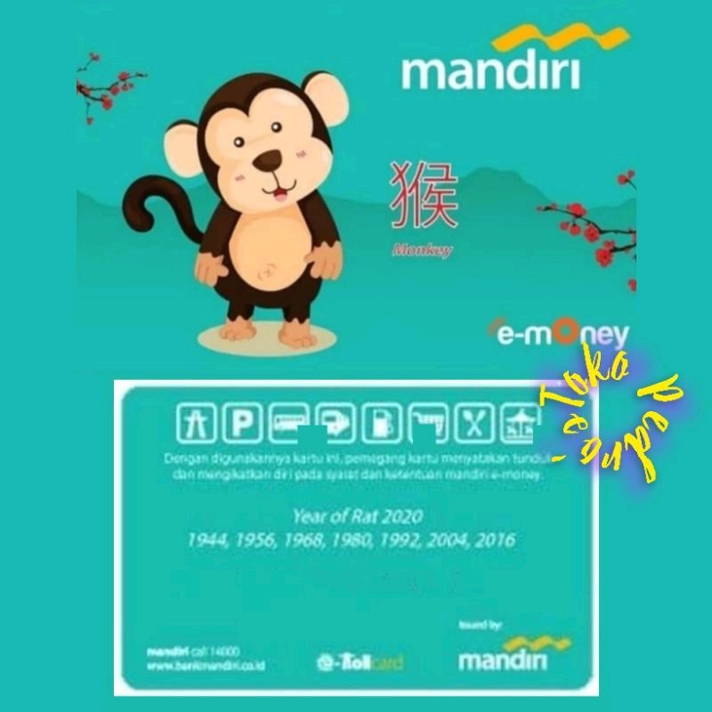 eMoney Mandiri Shio MONYET (Monkey) ORI /Like eTOLL Tapcash Flazz or Brizzi