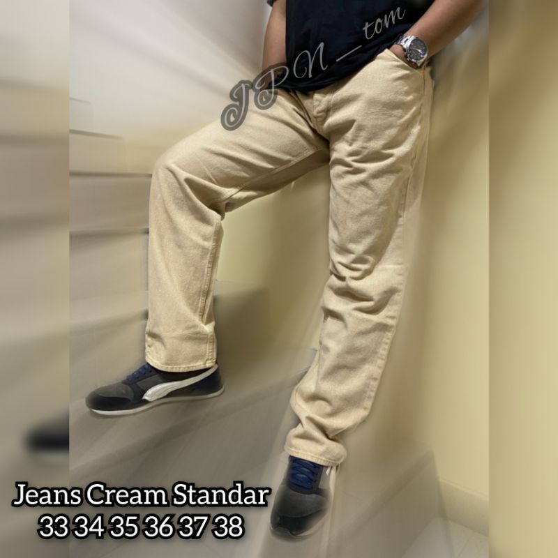 Celana Jeans Standar Pria Denim Jins Reguler Warna Black Sandwash Ukuran 33 34 35 36 37 38 Bahan Tebal Model Pinggang Lurus Motif Hitam Washing Printing Long Pants Big Size Jumbo