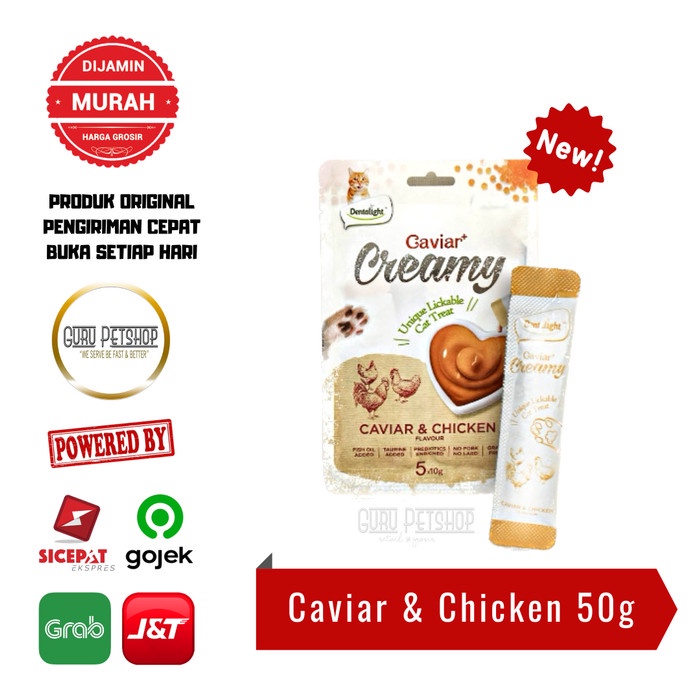 Dentalight Caviar Creamy 50g Snack Kucing Creamy Cat Treats