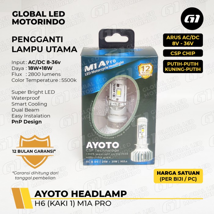 Headlamp Led Ayoto M1A Pro/Untuk Motor Matic/Bebek