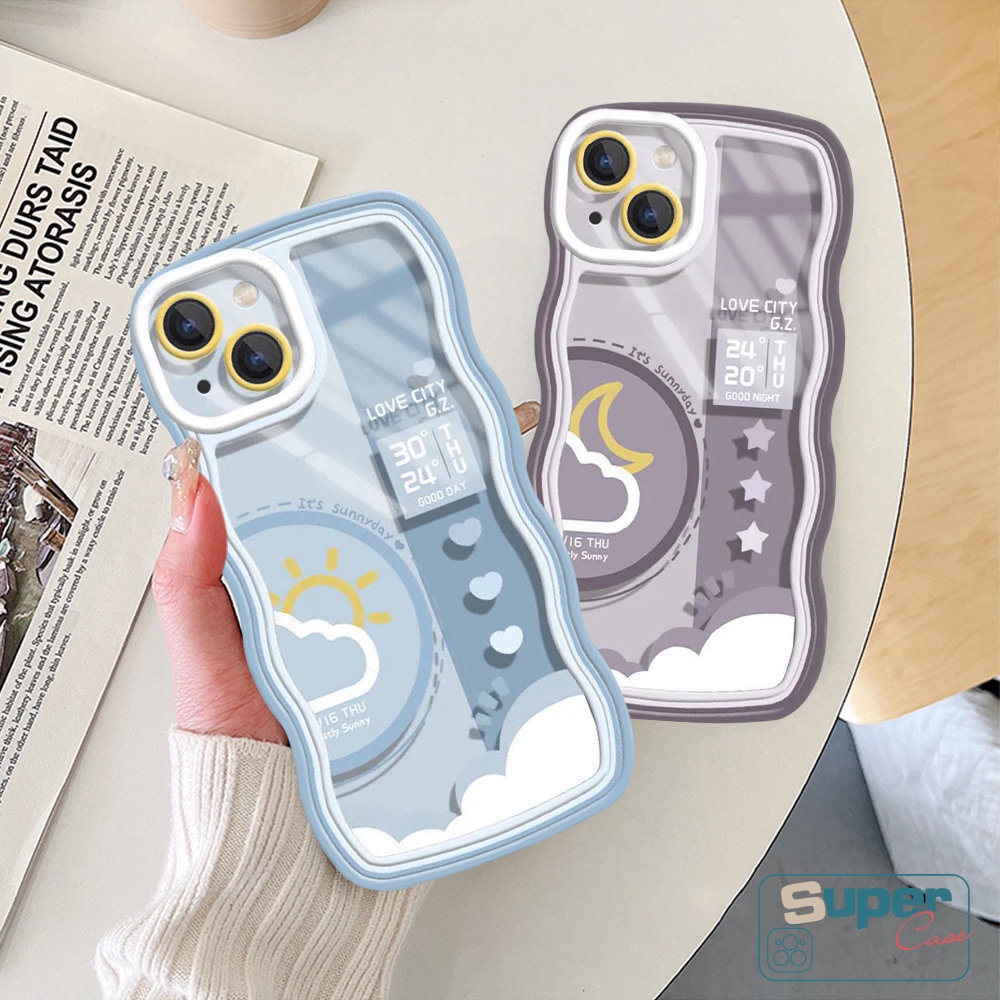 Untuk Oppo A17 A95 A57 A15 A17K A16 A54 A96 A5s A12 A55 A78 A16s A3s A5 A9 A74 A76 A77 A7 A16K A1k A77s A53 Reno 8T 8 7 7Z 8Z 6 Siang Malam Ramalan Cuaca Wavy Edge Soft Couple Case/Sarung Couple/Sarung Couple/Sarung Couple/Sarung Couple