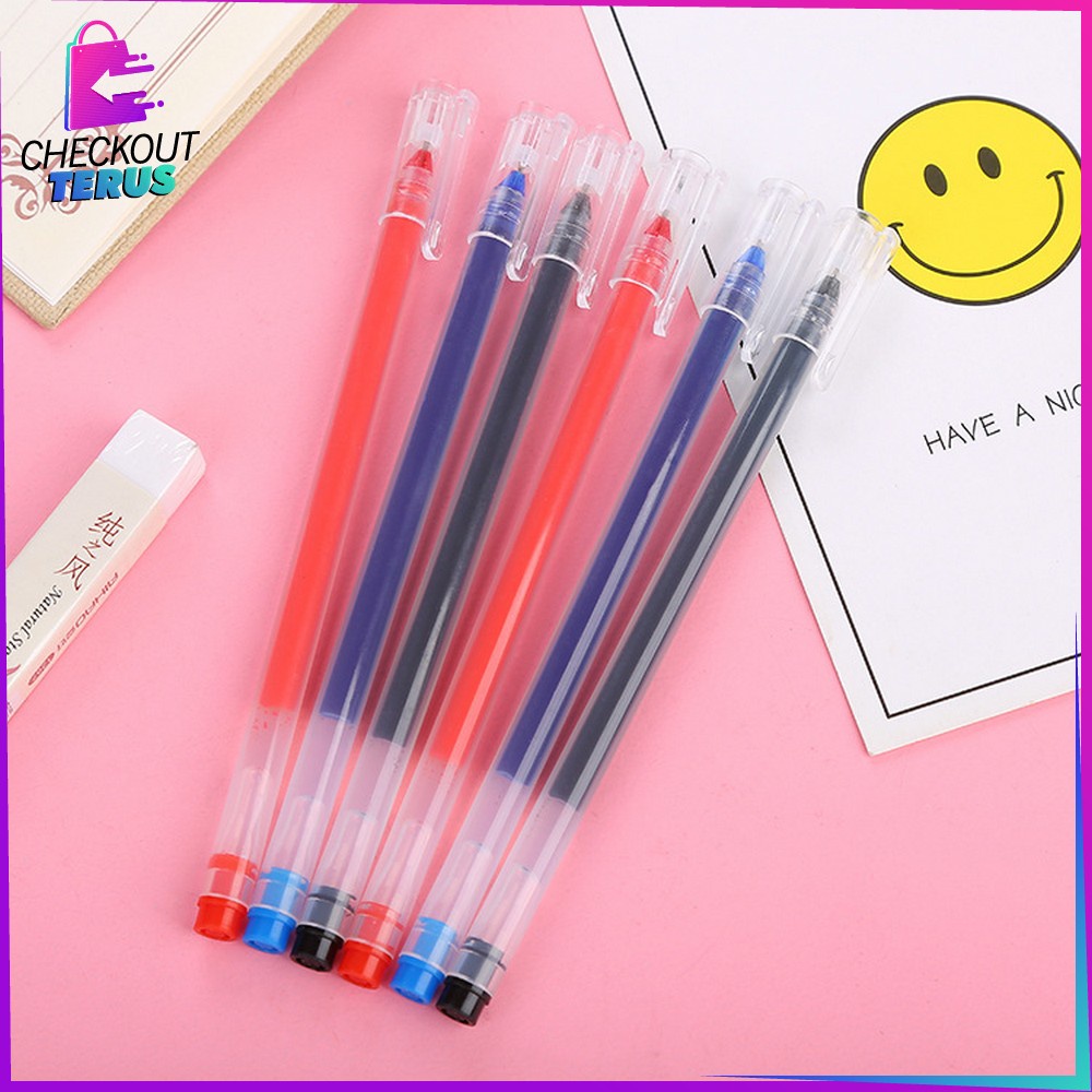 CT A46 Pena Gel Alat Tulis Pulpen 0.5mm Motif Polos Perlengkapan Sekolah Ballpoint Simple Pulpen Cair Kantor Import