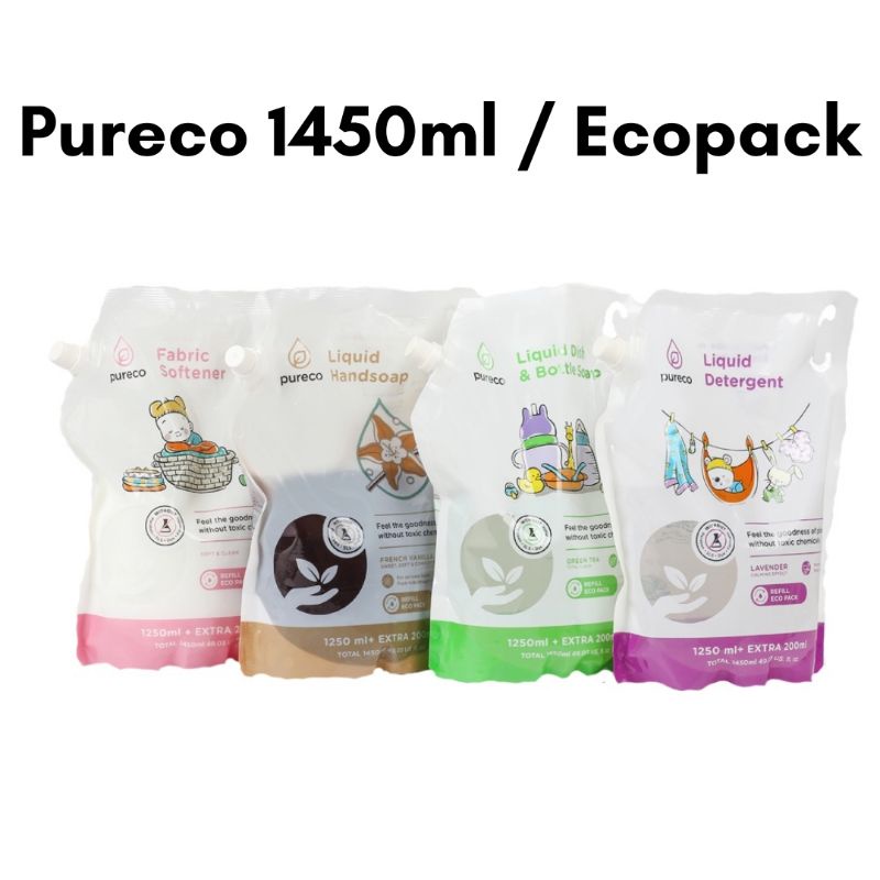 Pureco Liquid Detergent / Bottle Dish / Softener / Liquid Hand Soap Refill Eco Pouch 1450ml