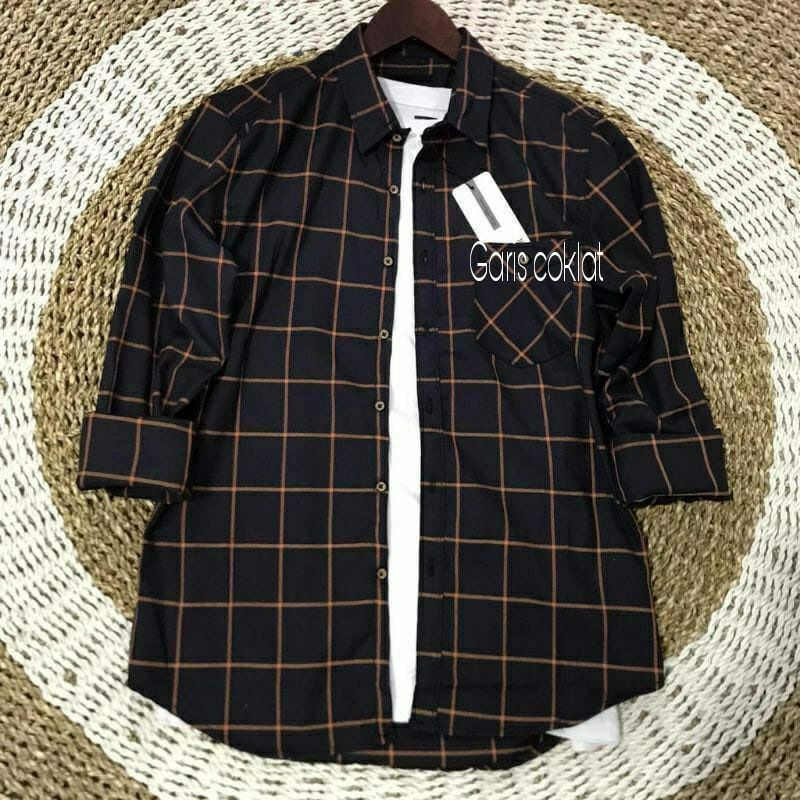 Kemeja Flanel Pria Lengan Panjang Motif Kotak Kotak Kwalitas Premium Flanel Terbaru 2022 pria lengan panjang distro kasual santai casual katun kerja kantor putih merah marun hitam premium pria cowok laki laki wanita cewek perempuan terlaris murah viral-FL G