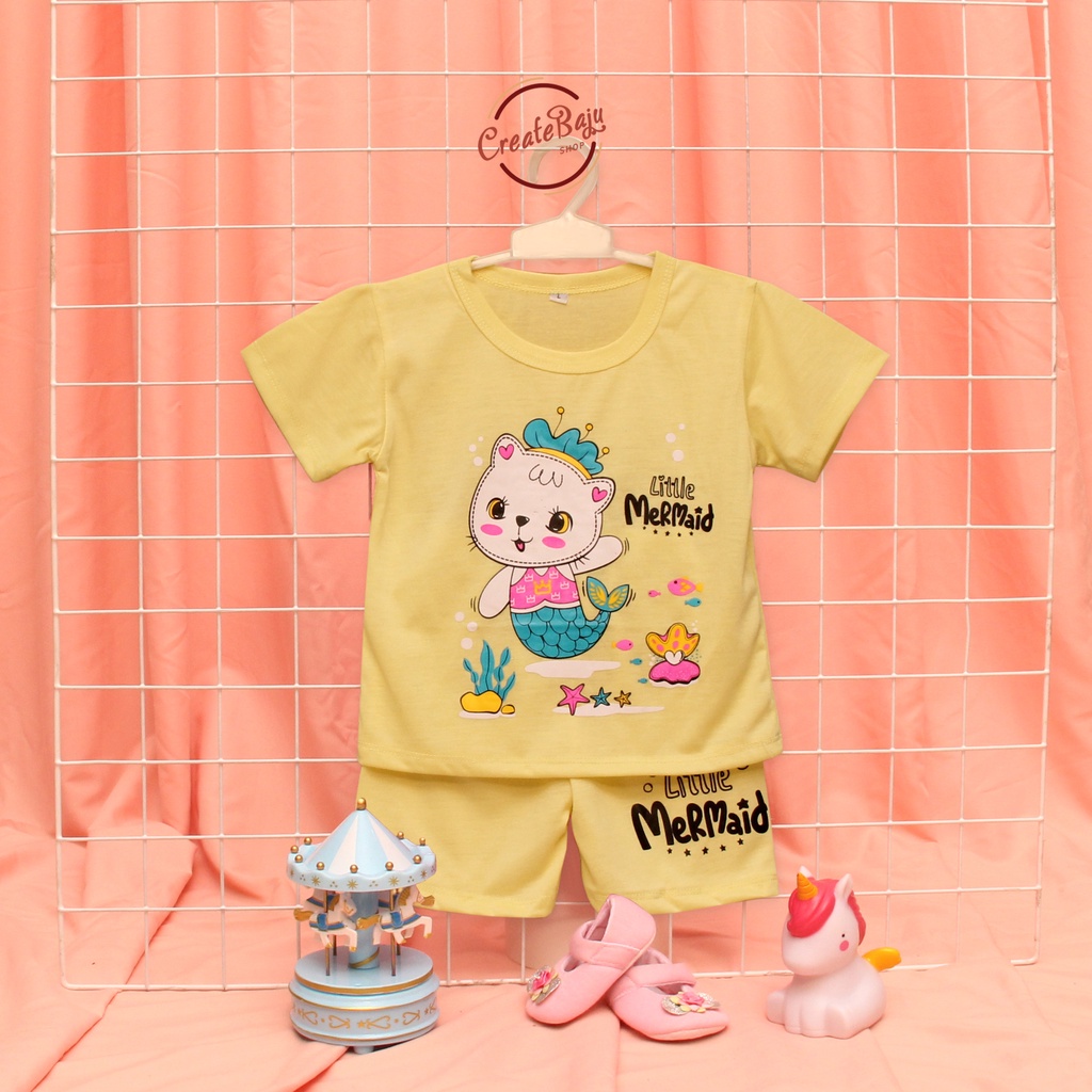 SETELAN ANAK PEREMPUAN 1-3 TAHUN LITTLE MERMAID TERMURAH BAJU SET ANAK CEWEK