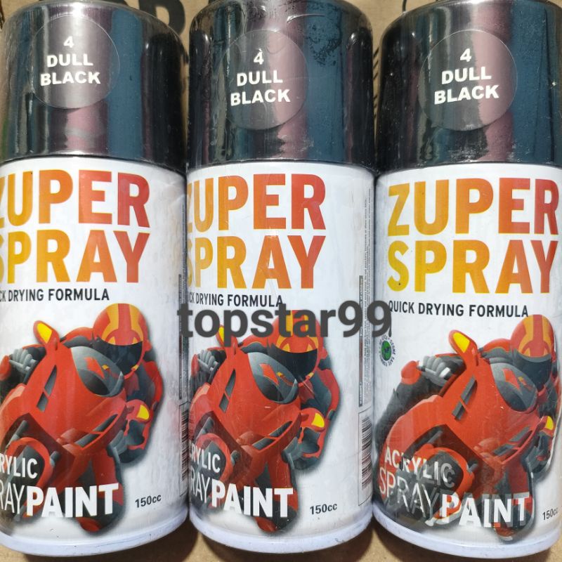 Zuper Pilox Pilok Cat Semprot Warna Dull Black Hitam Doff 4 150cc Spray Paint