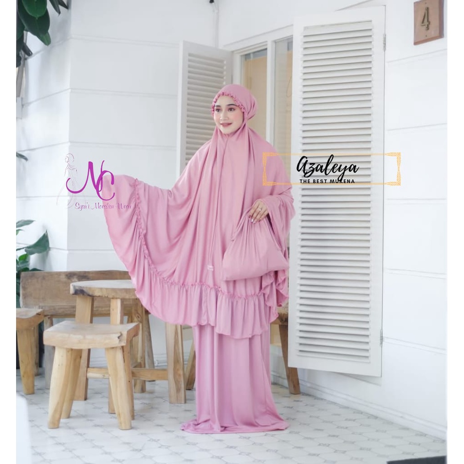 Mukenah Jumbo Bigsize Bahan Kaos Jersey Mukena XXXL Model Terbaru Murah Muat BB 100kg Polos Terlaris