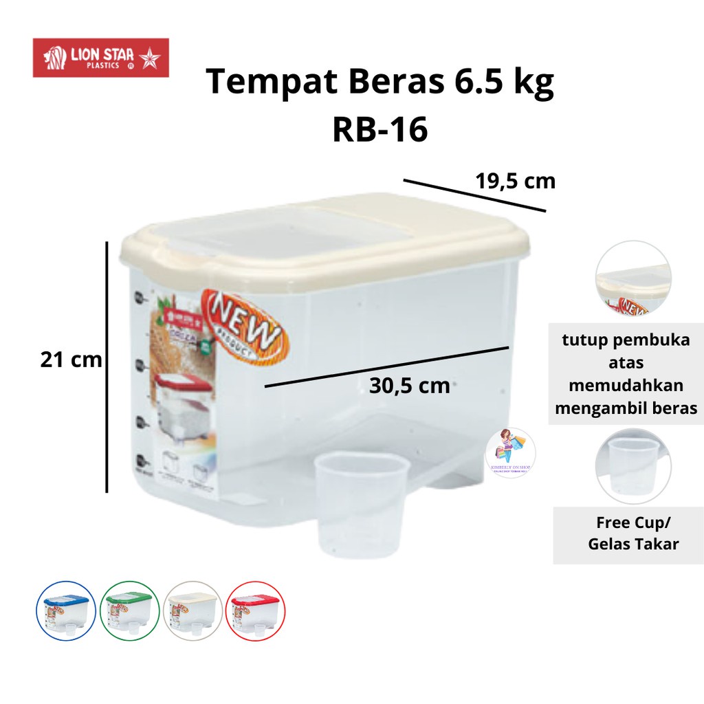 Kotak Beras Tempat Beras Oriza Rice Box 6,5kg RB-16 Lion Star