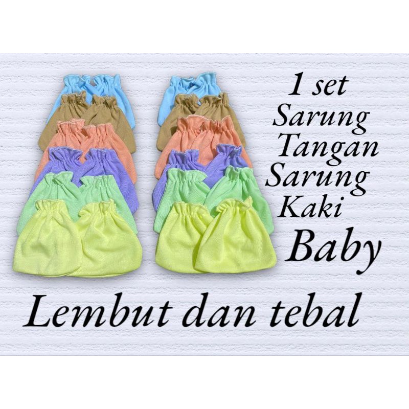 3 &amp; 6 set  ( 6 &amp; 12 pasang ) sarung tangan &amp; sarung kaki  bayi lembut polos