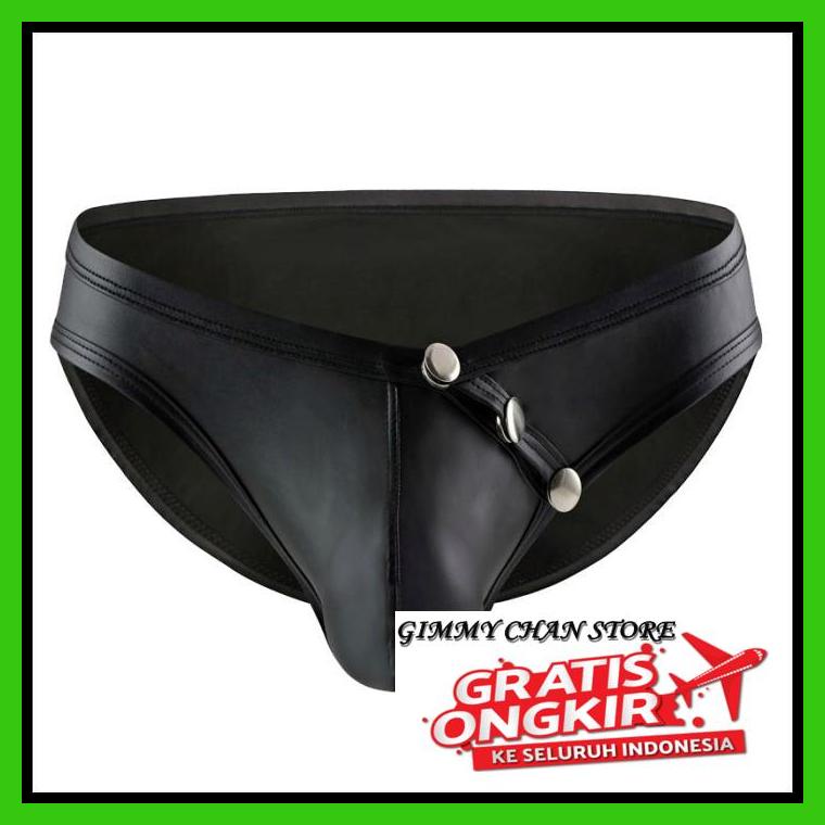 CELANA DALAM PRIA KULIT BLACK FAUX LEATHER MEN BRIEF CELANA DALAM SEGITIGA PRIA HITAM A431