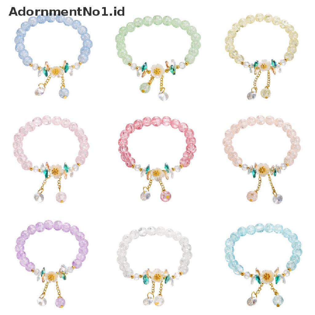 [AdornmentNo1] Gelang Bohemian Manik-Manik Kristal Warna-Warni Gelang Handmade Tali Elastis Wanita Perhiasan [ID]