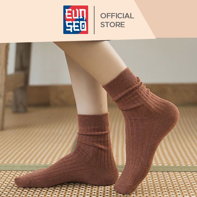 EUNSEO Kaos Kaki Wanita Panjang Solid Colour Kaoskaki Fashion Korea Women Socks