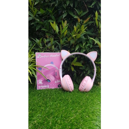 HEADSET HEADPHONE BANDO CAT MZ-023 LED TELINGA KUCING WIRELESS BLUETOOTH