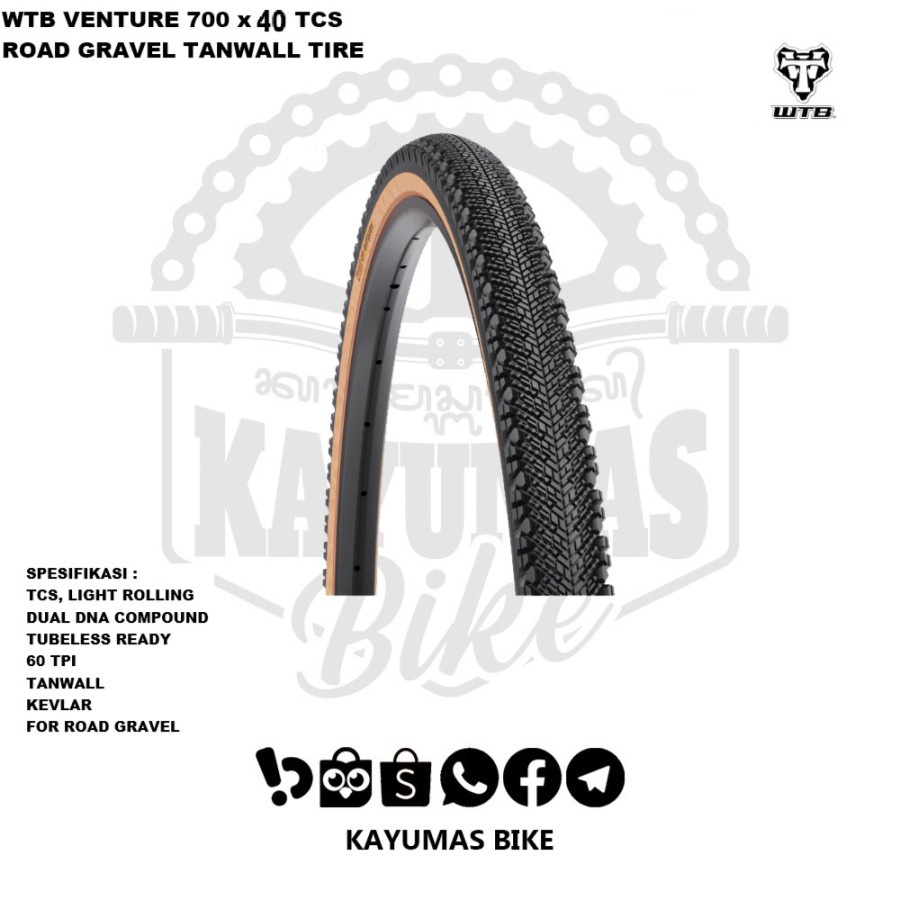 BAN LUAR WTB VENTURE 700 x 40 TCS ROAD GRAVEL TANWALL TIRE