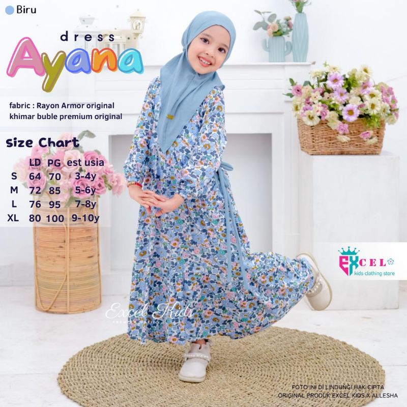 AYANA DRESS #1-3 free jilbab ORI EXCEL | Dress+jilbab/khimar Anak