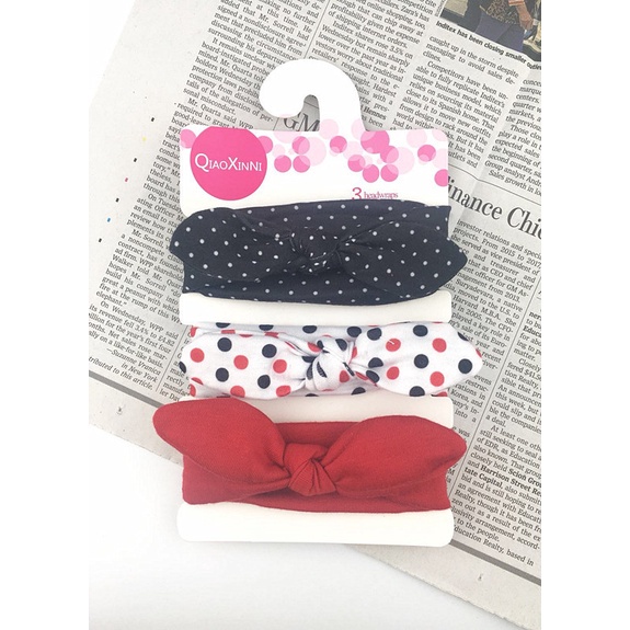 BOBOHO - SET BANDANA BAYI ISI 3 PCS / HEADBAND ANAK KAIN IMPORT MOTIF LUCU