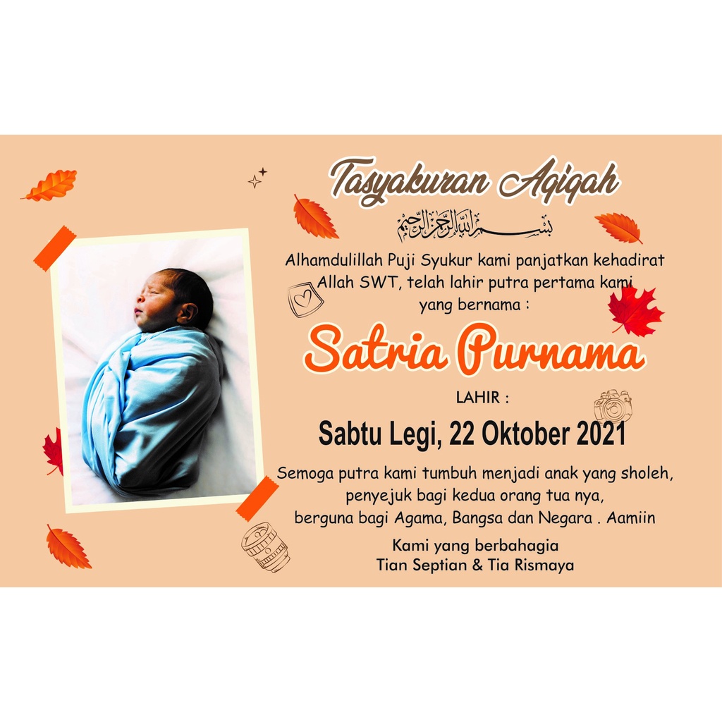 Syukuran Bayi Lahir pemberian Nama Bayi / kartu Aqiqah