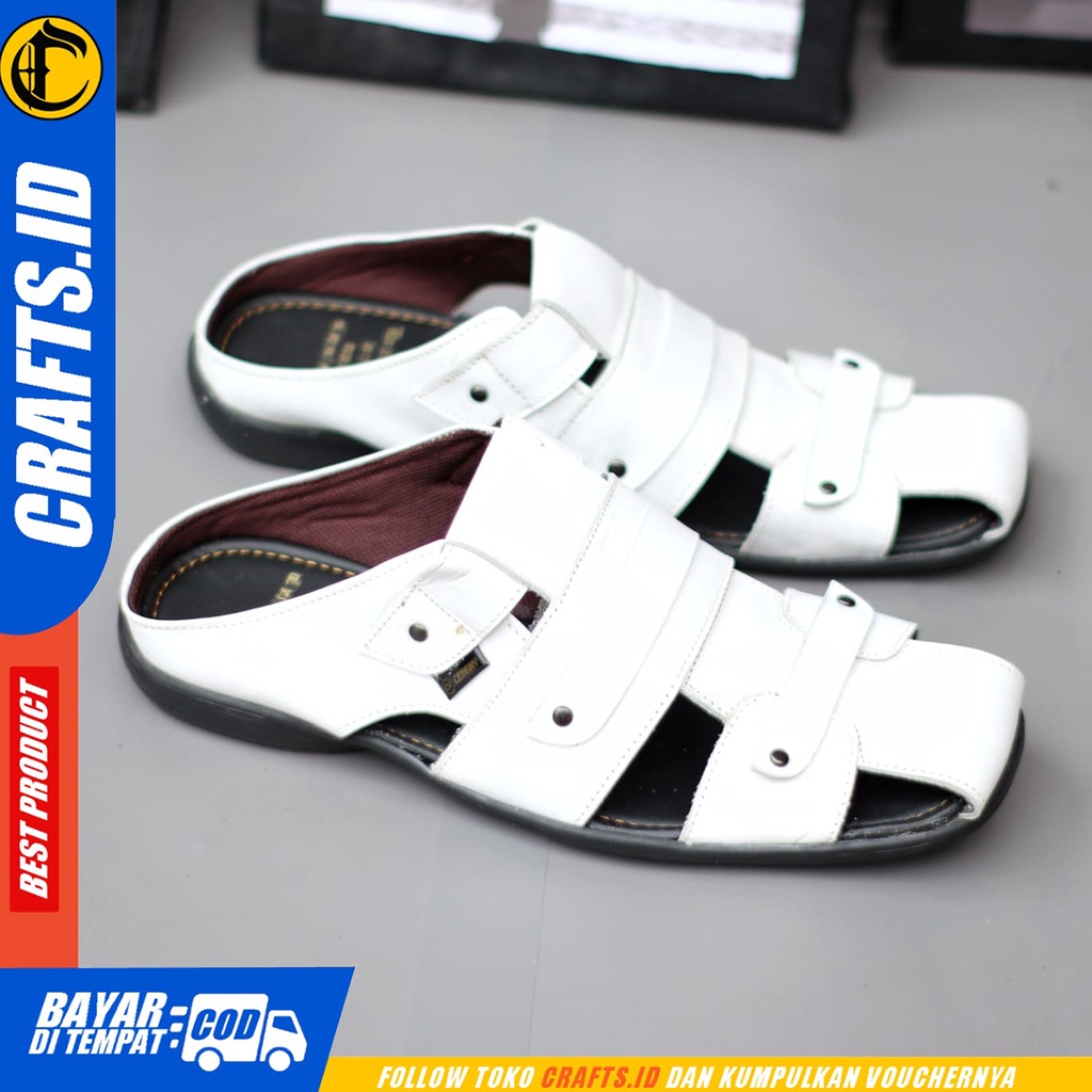 CRAFTS tutonk - Sepatu Sandal Casual Bustong Slop Kulit Asli Pria