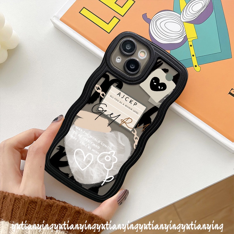 Ins Cinta Hati Casing Soft Case Realme C53 C15 5 6i 10 C25 C12 C30 C25s 8i C11 C33 8 8Pro C25Y C17 C21Y C20 C20A 9 9Pro+9i C3 7i 5i 7rendam Tepi Comme des Garcons Graffiti Cover