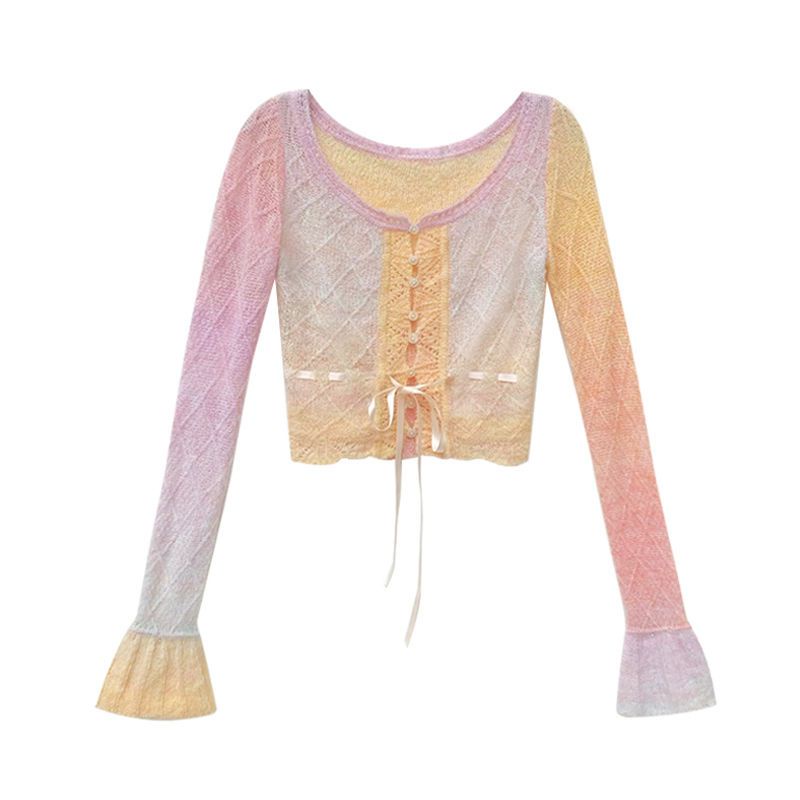 Red 2022 Baru Lengan Panjang Rajutan Cardigan Wanita Musim Gugur Seksi Gadis Panas Dasi Slim Fit Pendek Bottoming top