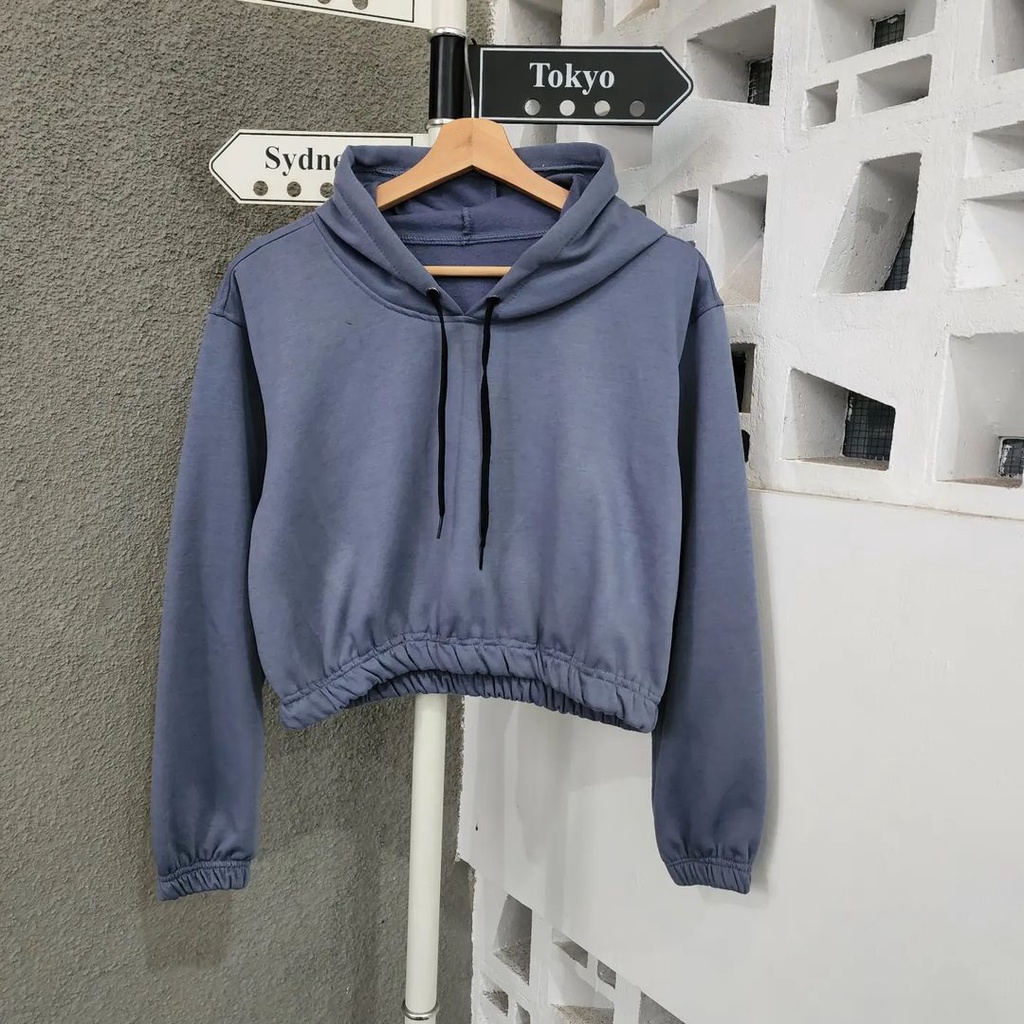 SHERVA CROOPE HOODIE BAHAN FLEECE - SWEATER CUTE EAR HOODIE CROOPE WANITA