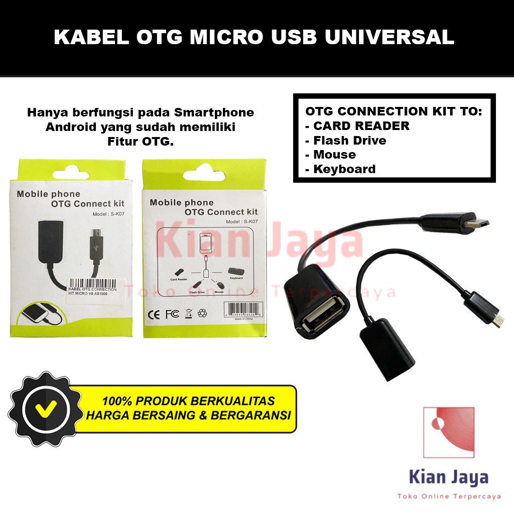 Kabel OTG Connection Kit Micro USB Port USB-A 2.0 Mobile Phone S-K07 Adapter