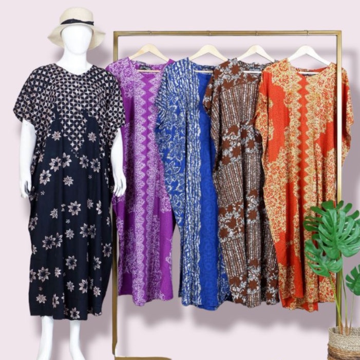 LK resleting RSS Batik Mahoni / Longdress Daster Panjang Kelelawar Lowo Kalong Jumbo Grosir Batik Hu