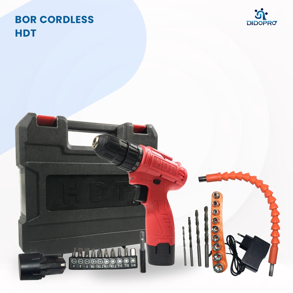 XENON CDD500E Mesin Bor Cas Charger 12V Cordless Drill 1 Baterai Mesin Bor Battray Mesin Bor Cass