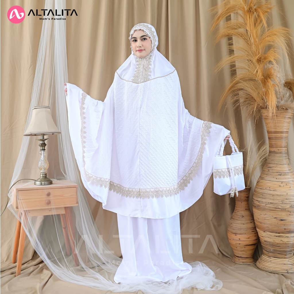 Altalita - Mukena Taleetha Dewasa Renda Mewah Sutra Velvet Polos Jumbo Adem Premium Terbaru