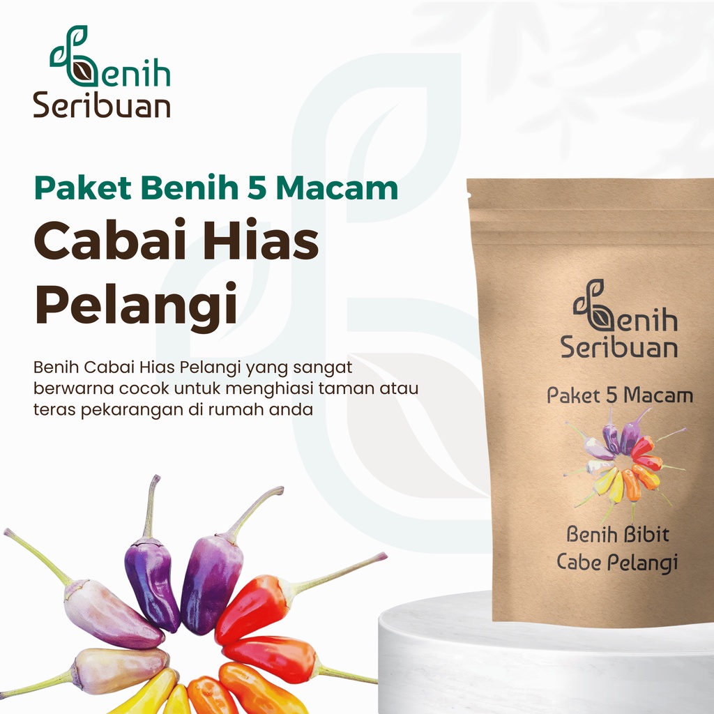 Benih Seribuan - Paket 5 Macam Bibit Cabe Pelangi Sayuran Cabai Hias Rainbow