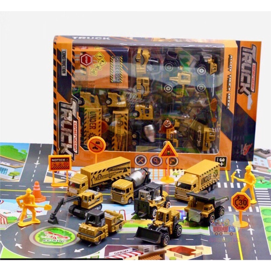 Mainan Anak Laki laki mobil Truk Set - Vehicle Construction Truck Playmat