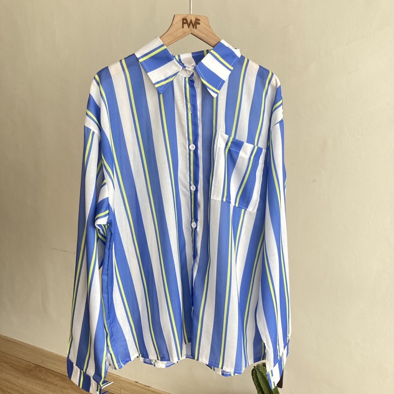 Satya Kemeja Salur / Baju Atasan Wanita Import