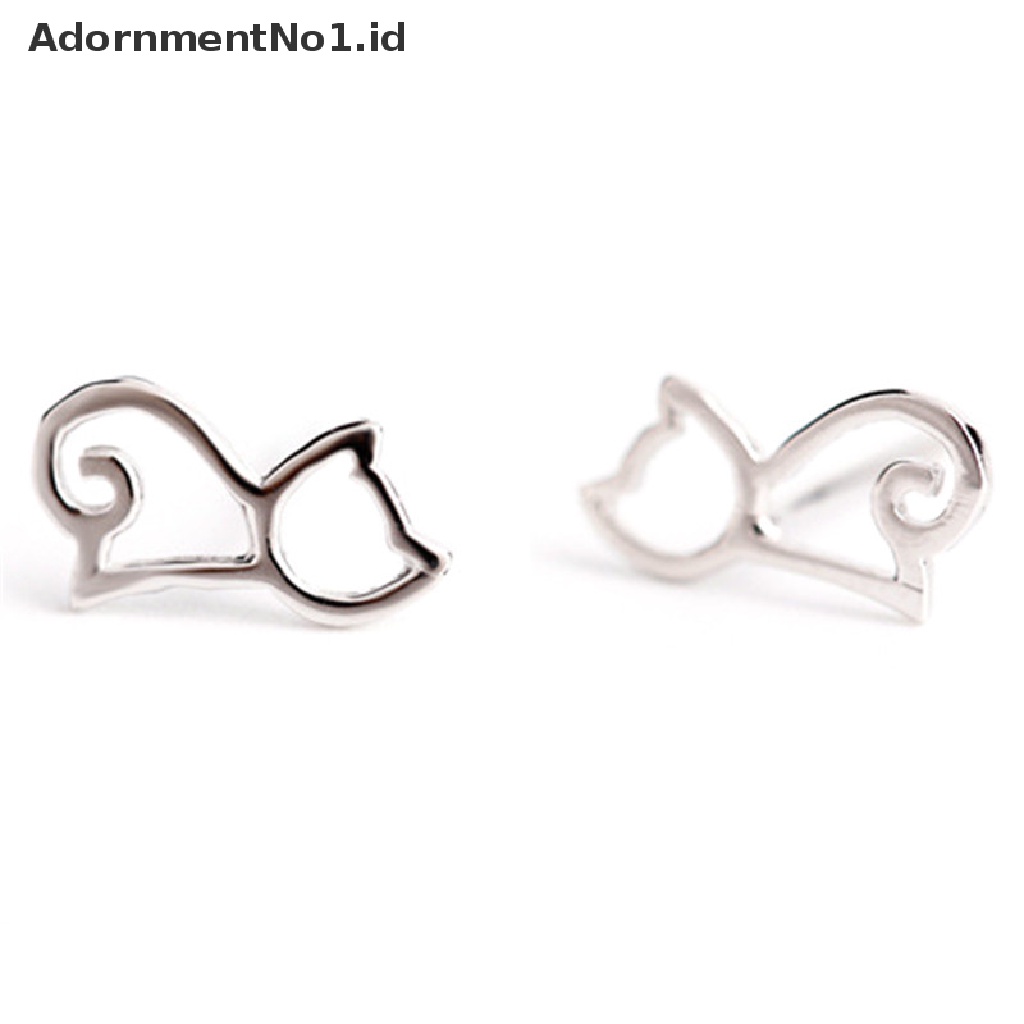 [AdornmentNo1] Indah Wanita Gadis Lucu Perak Anting Hewan Telinga Kucing Stud Earrings Perhiasan Hadiah [ID]