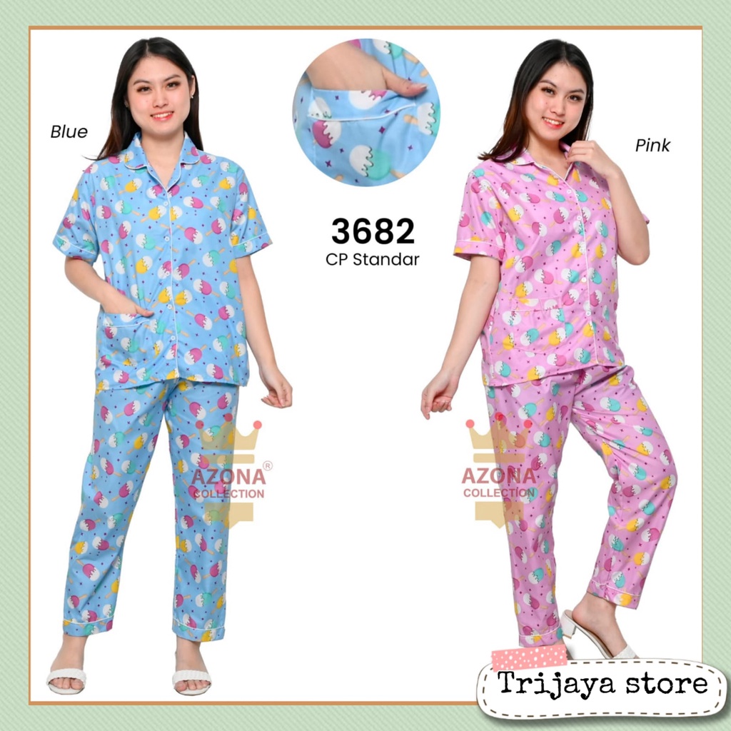 Trijaya . piyama cp motif karkter katun eropa / setelan baju tidur wanita dewasa ld 104 cm